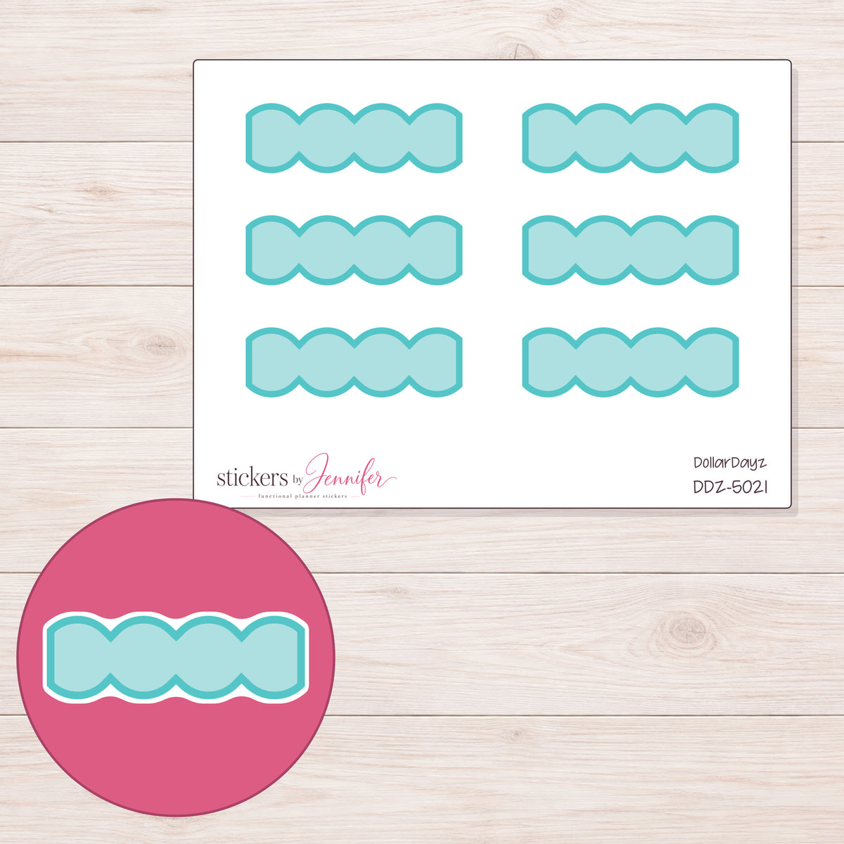 DDZ-5021 planner sticker sheet with enlarged sticker detail