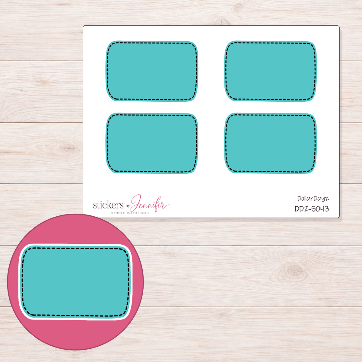 DDZ-5043 planner sticker sheet with enlarged sticker detail