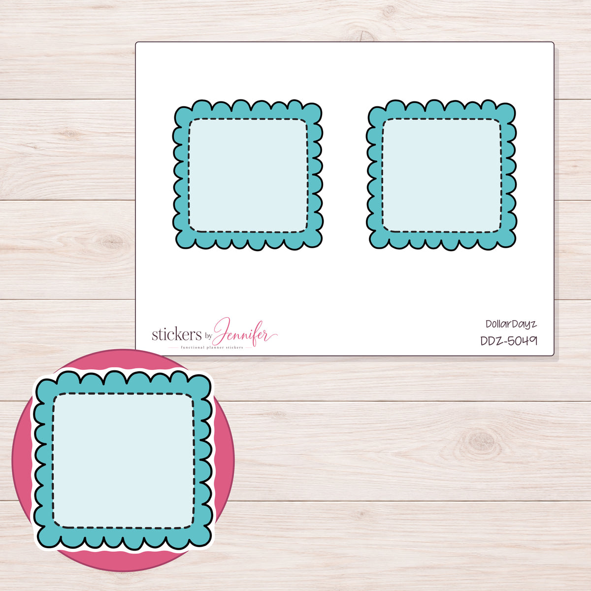 DDZ-5049 planner sticker sheet with enlarged sticker detail