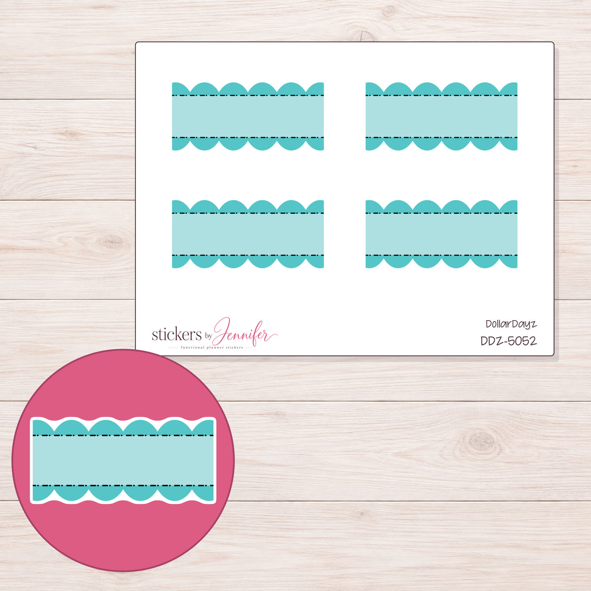 DDZ-5052 planner sticker sheet with enlarged sticker detail