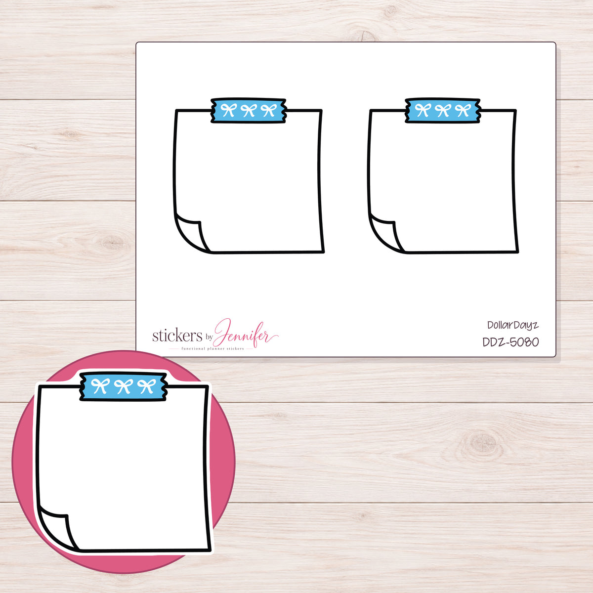 DDZ-5080 planner sticker sheet with enlarged sticker detail