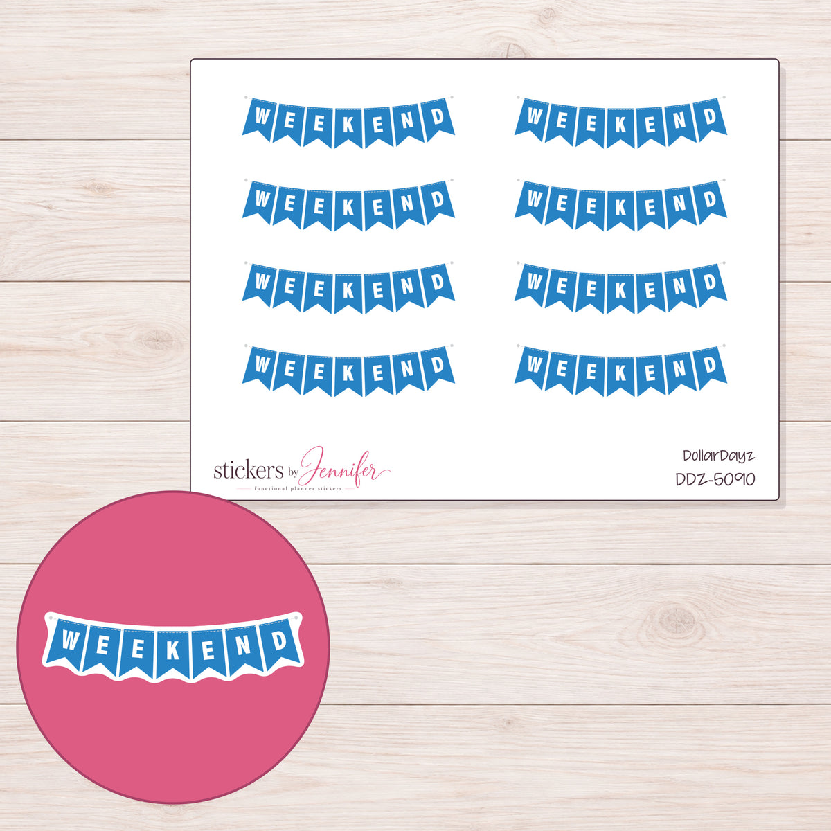 DDZ-5090 planner sticker sheet with enlarged sticker detail