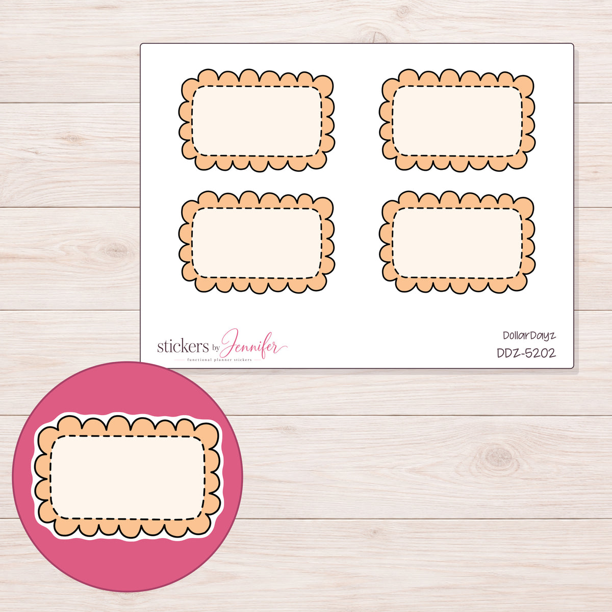 DDZ-5202 planner sticker sheet with enlarged sticker detail