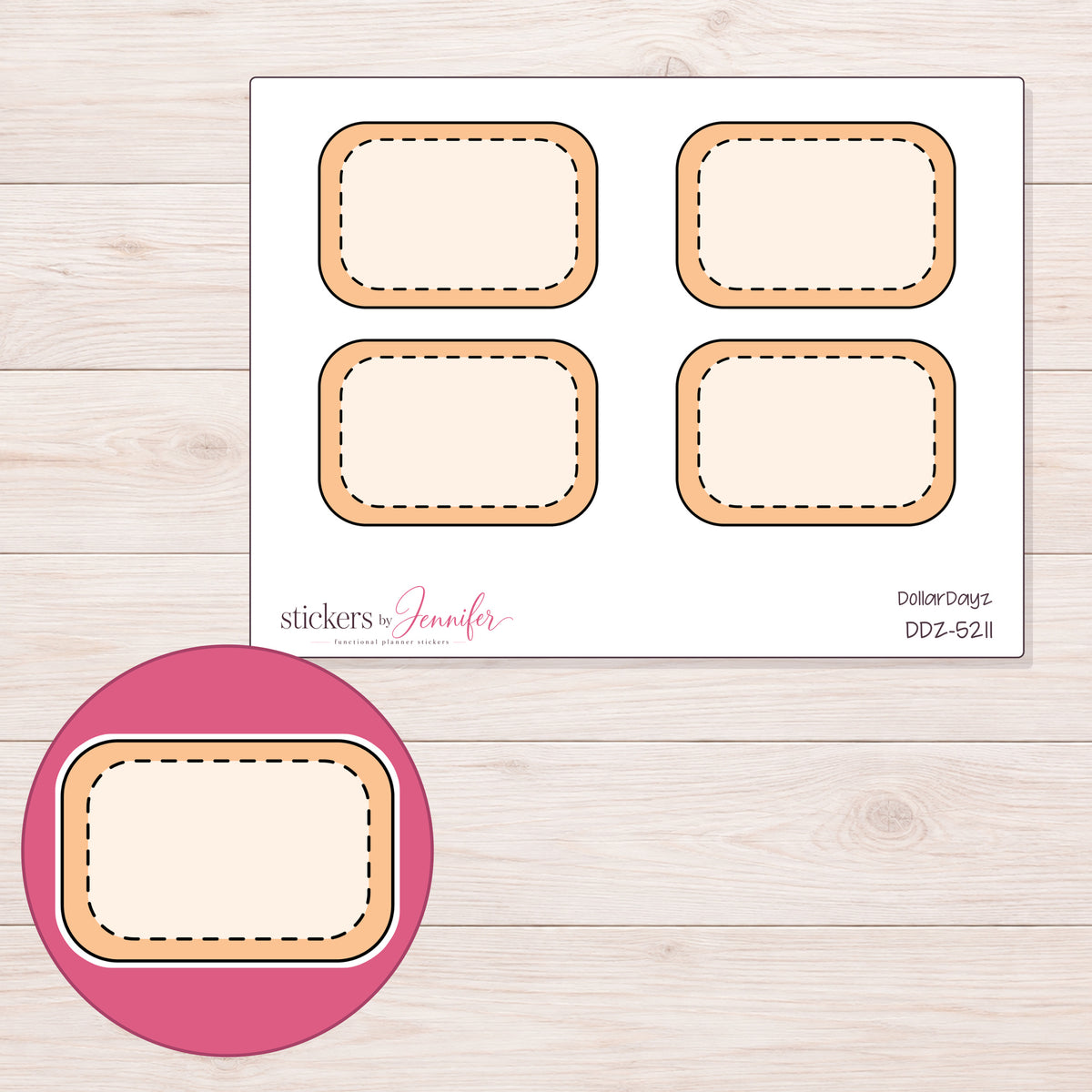 DDZ-5211 planner sticker sheet with enlarged sticker detail