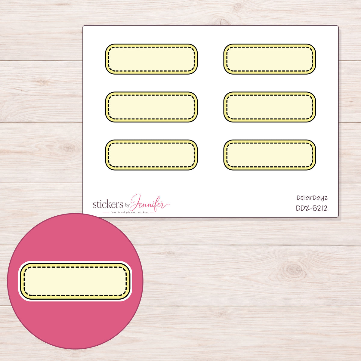 DDZ-5212 planner sticker sheet with enlarged sticker detail