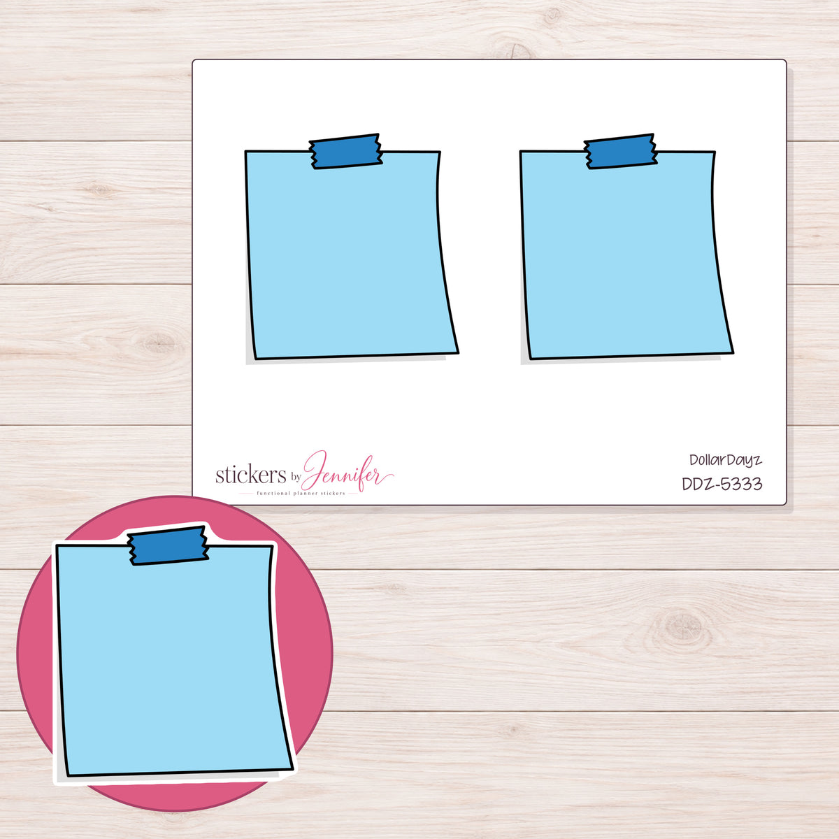 DDZ-5333 planner sticker sheet with enlarged sticker detail