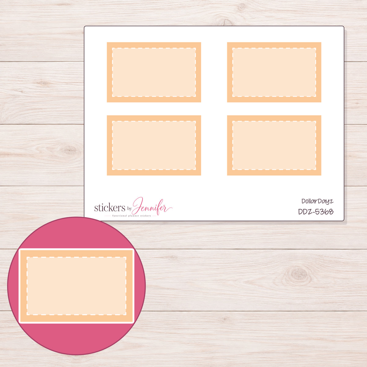 DDZ-5368 planner sticker sheet with enlarged sticker detail