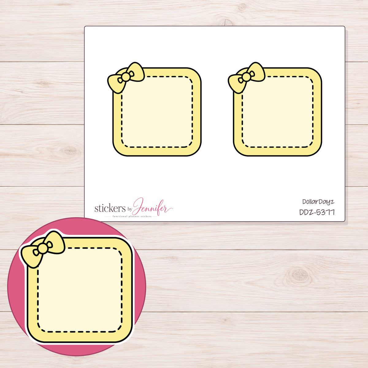 DDZ-5377 planner sticker sheet with enlarged sticker detail