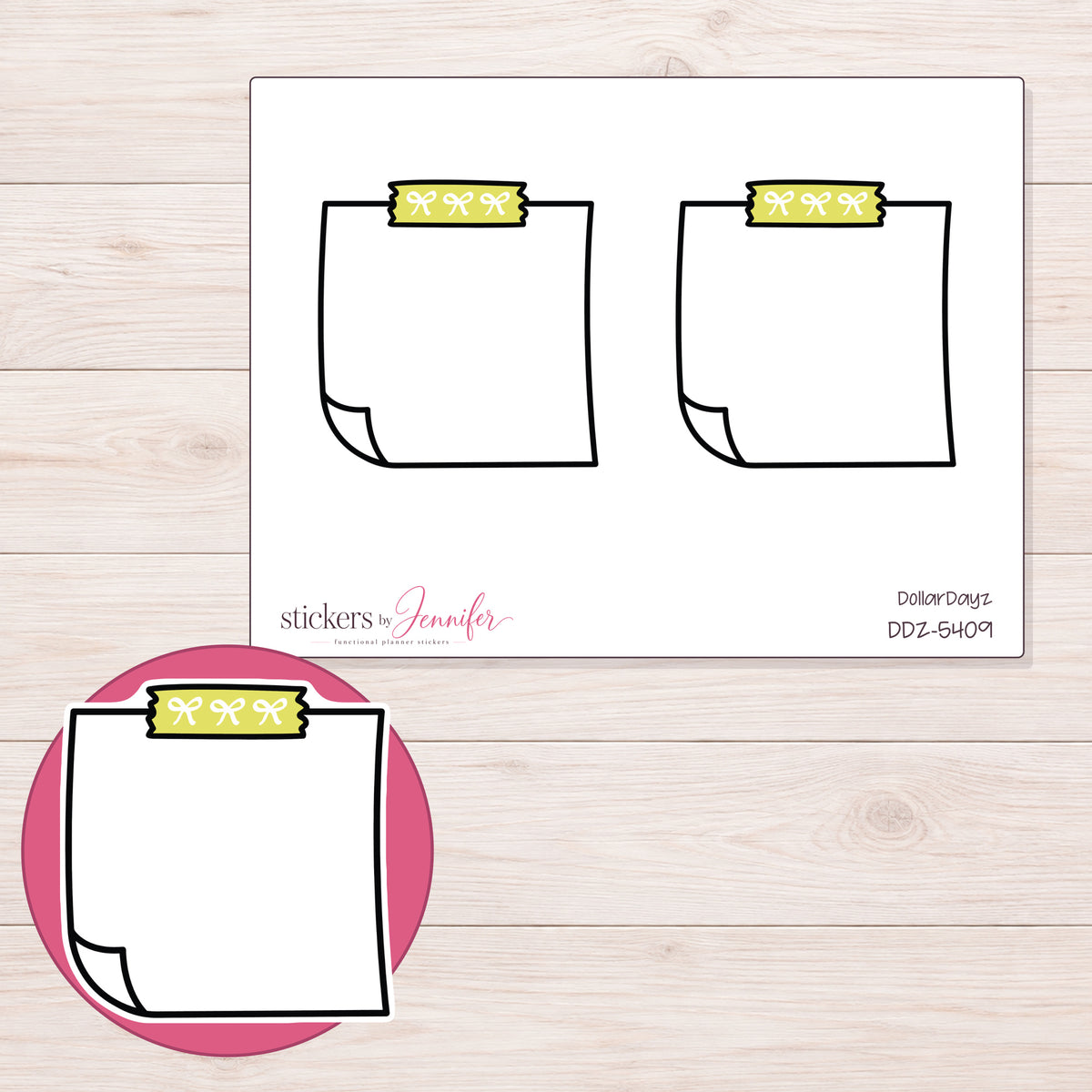 DDZ-5409 planner sticker sheet with enlarged sticker detail