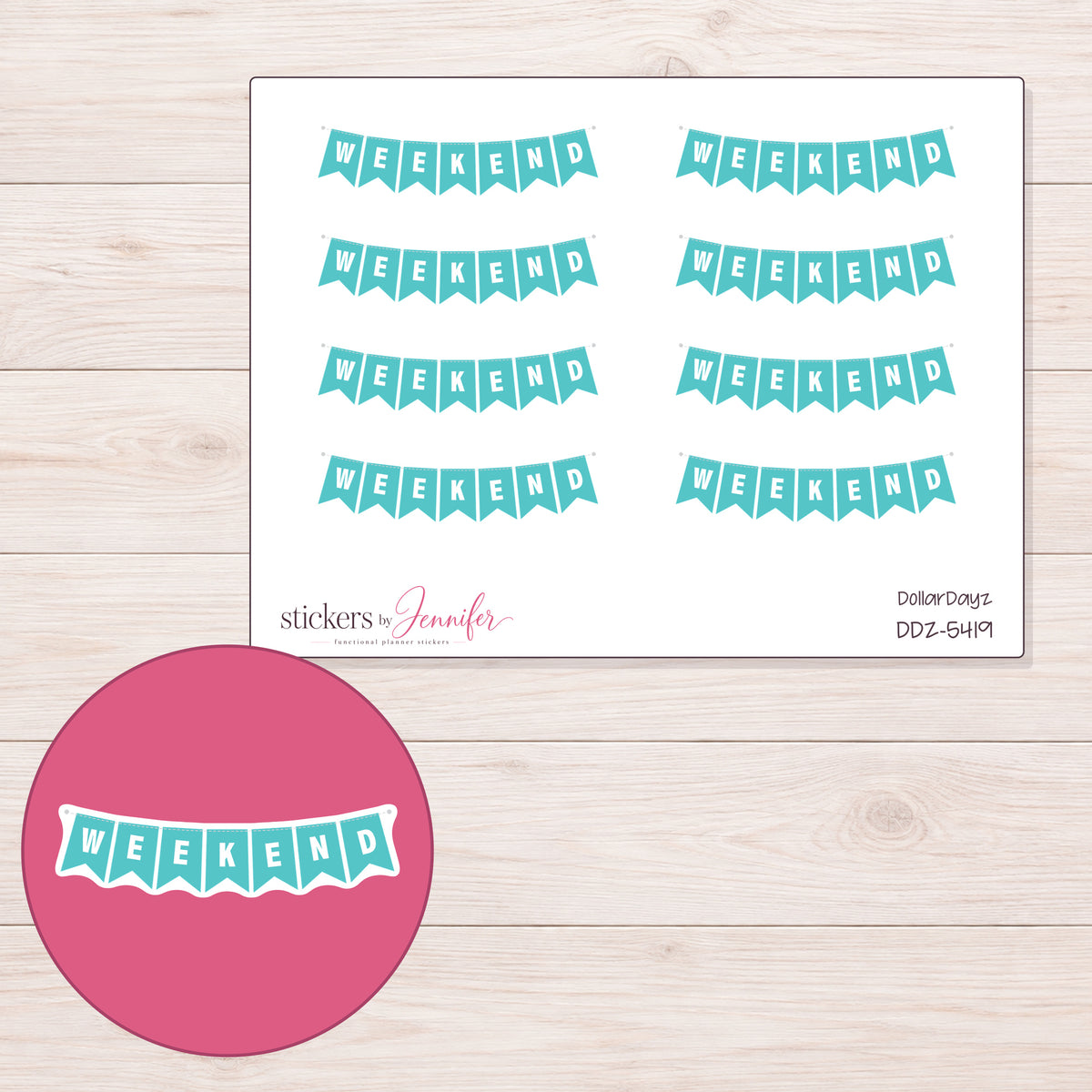 DDZ-5419 planner sticker sheet with enlarged sticker detail