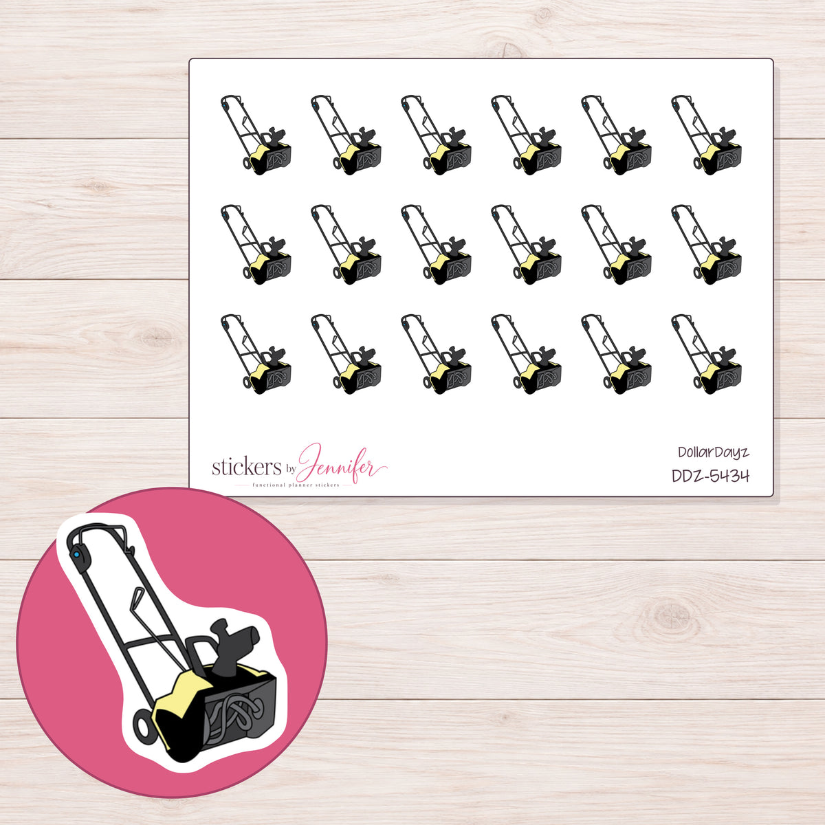 DDZ-5434 planner sticker sheet with enlarged sticker detail