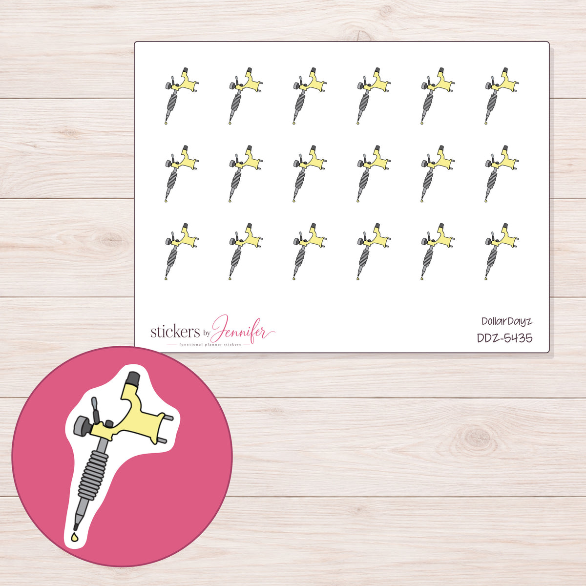 DDZ-5435 planner sticker sheet with enlarged sticker detail