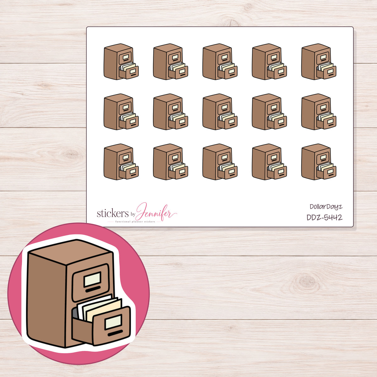DDZ-5442 planner sticker sheet with enlarged sticker detail