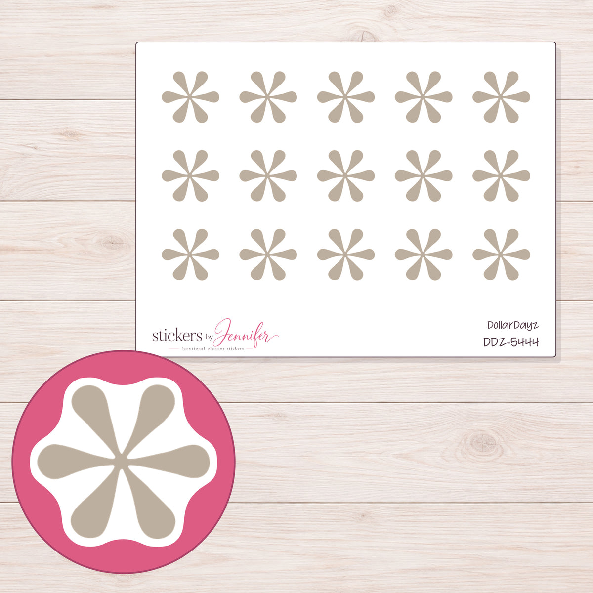 DDZ-5444 planner sticker sheet with enlarged sticker detail