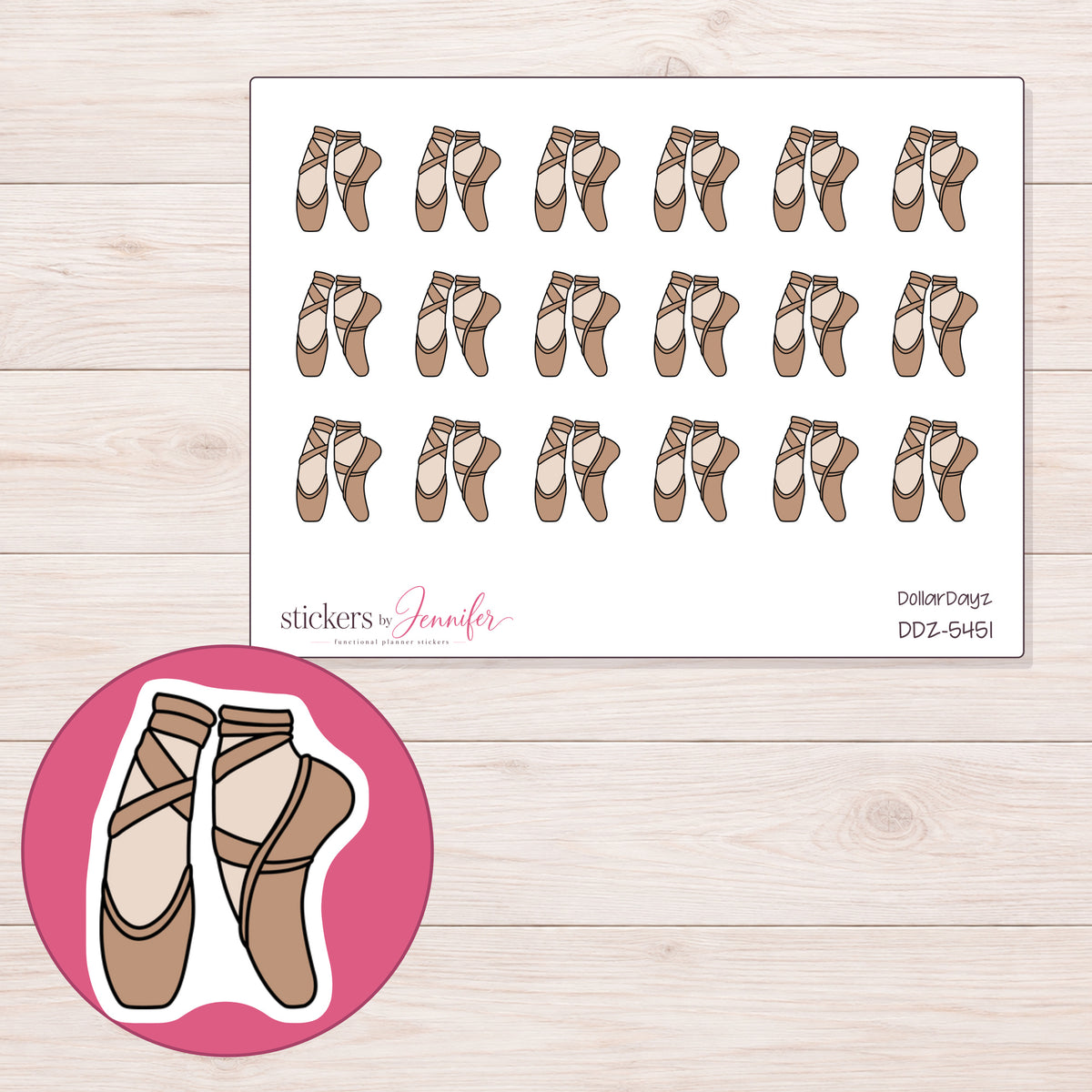 DDZ-5451 planner sticker sheet with enlarged sticker detail