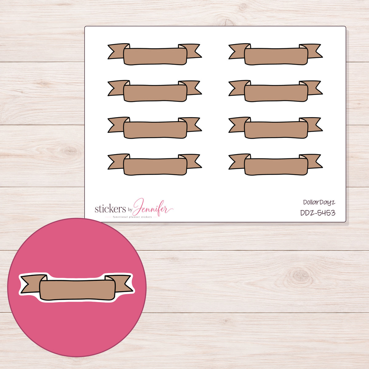 DDZ-5453 planner sticker sheet with enlarged sticker detail