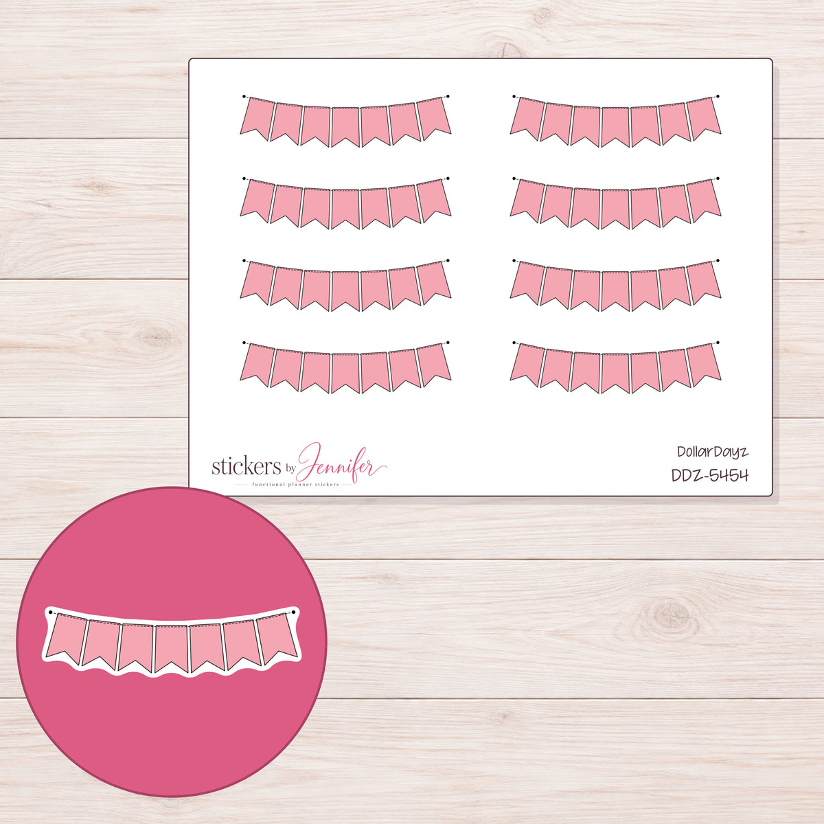 DDZ-5454 planner sticker sheet with enlarged sticker detail
