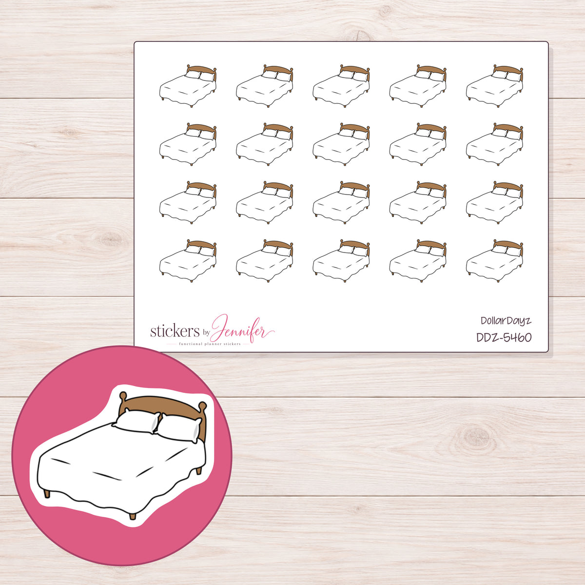 DDZ-5460 planner sticker sheet with enlarged sticker detail
