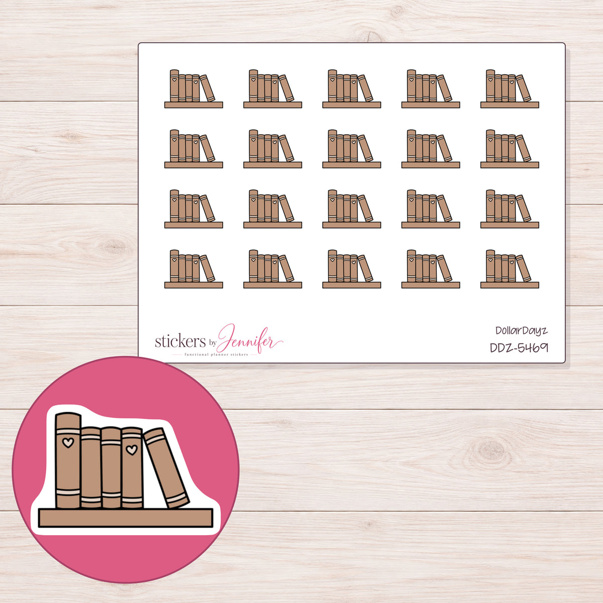 DDZ-5469 planner sticker sheet with enlarged sticker detail