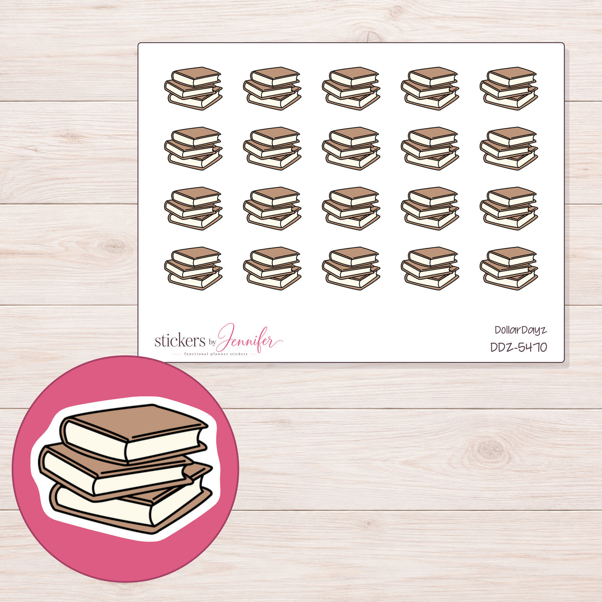 DDZ-5470 planner sticker sheet with enlarged sticker detail