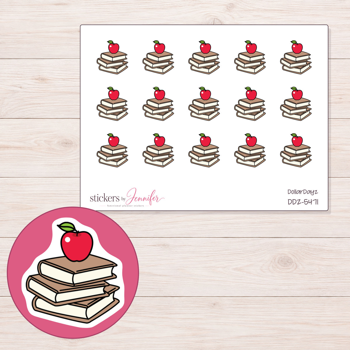 DDZ-5471 planner sticker sheet with enlarged sticker detail