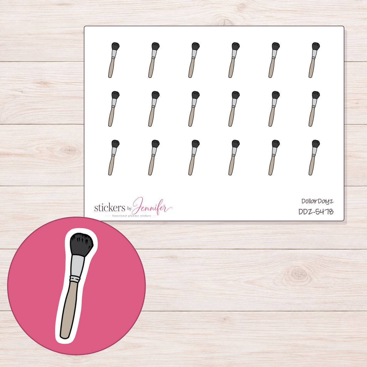 DDZ-5478 planner sticker sheet with enlarged sticker detail