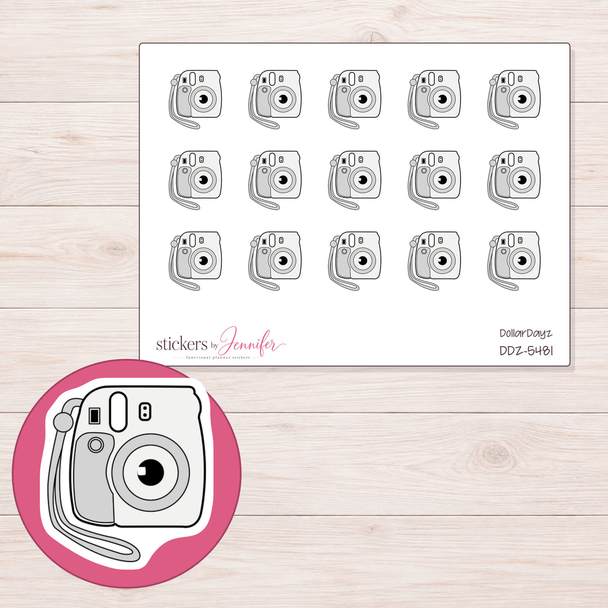 DDZ-5481 planner sticker sheet with enlarged sticker detail