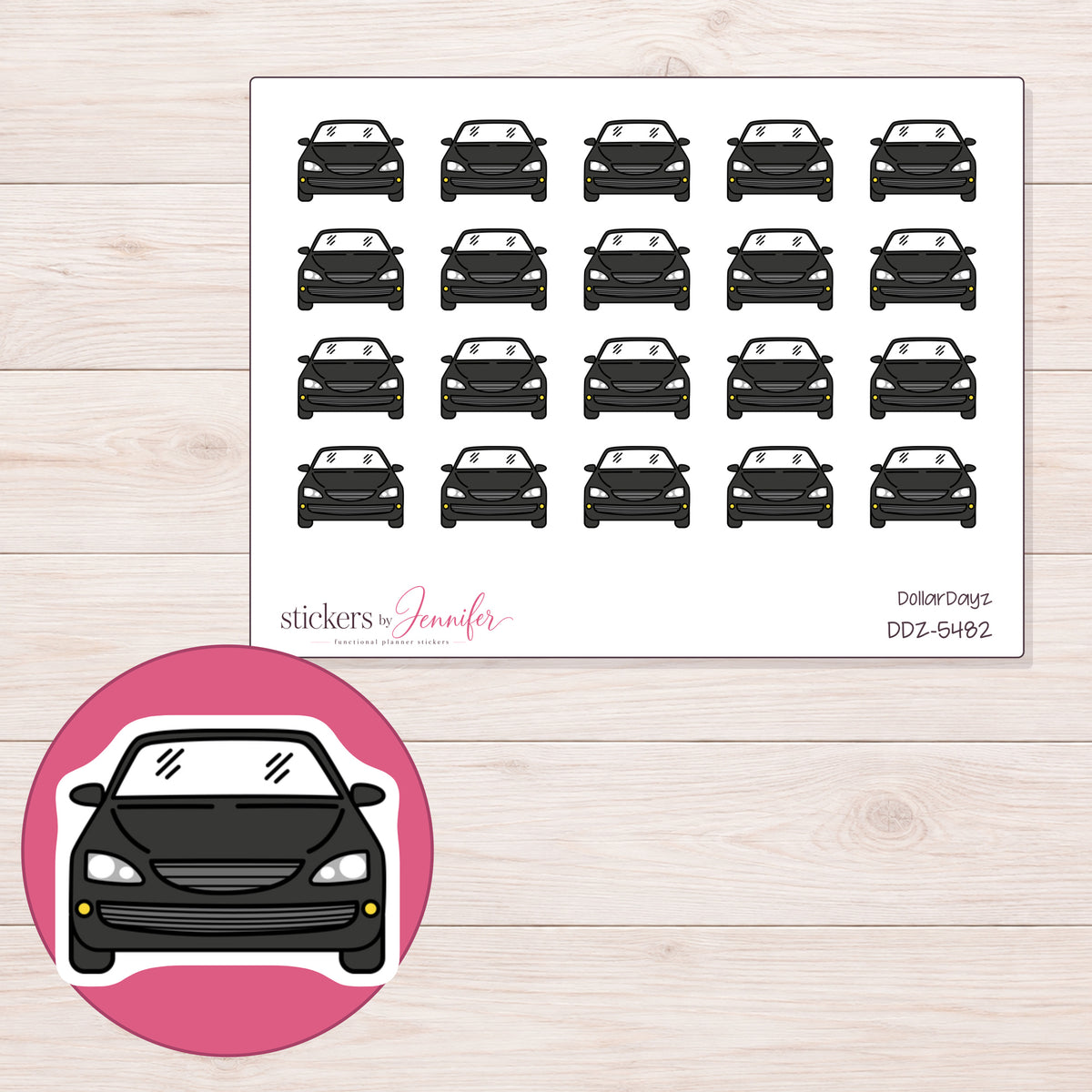 DDZ-5482 planner sticker sheet with enlarged sticker detail