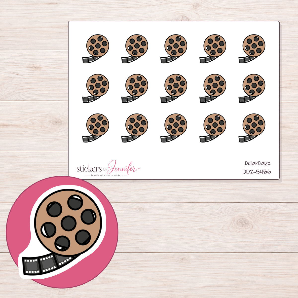 DDZ-5486 planner sticker sheet with enlarged sticker detail