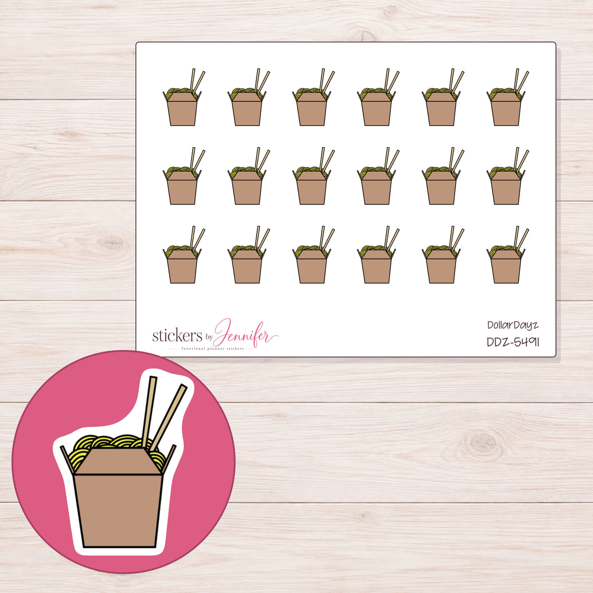 DDZ-5491 planner sticker sheet with enlarged sticker detail
