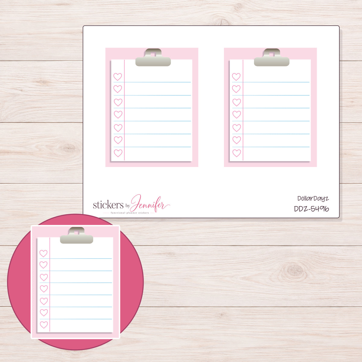DDZ-5496 planner sticker sheet with enlarged sticker detail