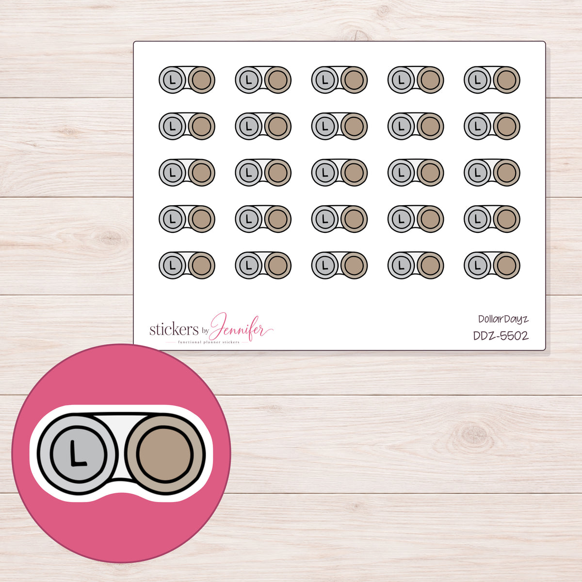 DDZ-5502 planner sticker sheet with enlarged sticker detail