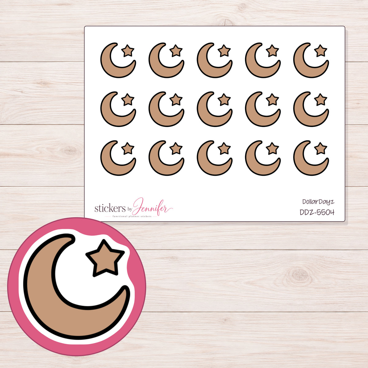 DDZ-5504 planner sticker sheet with enlarged sticker detail