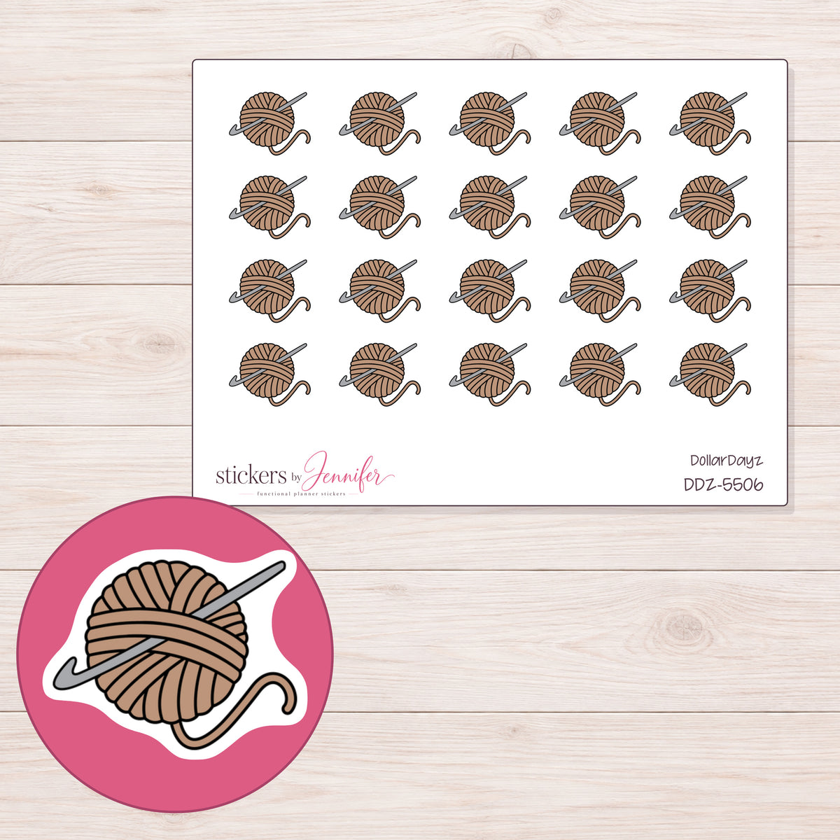 DDZ-5506 planner sticker sheet with enlarged sticker detail