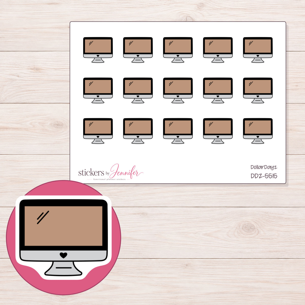 DDZ-5515 planner sticker sheet with enlarged sticker detail