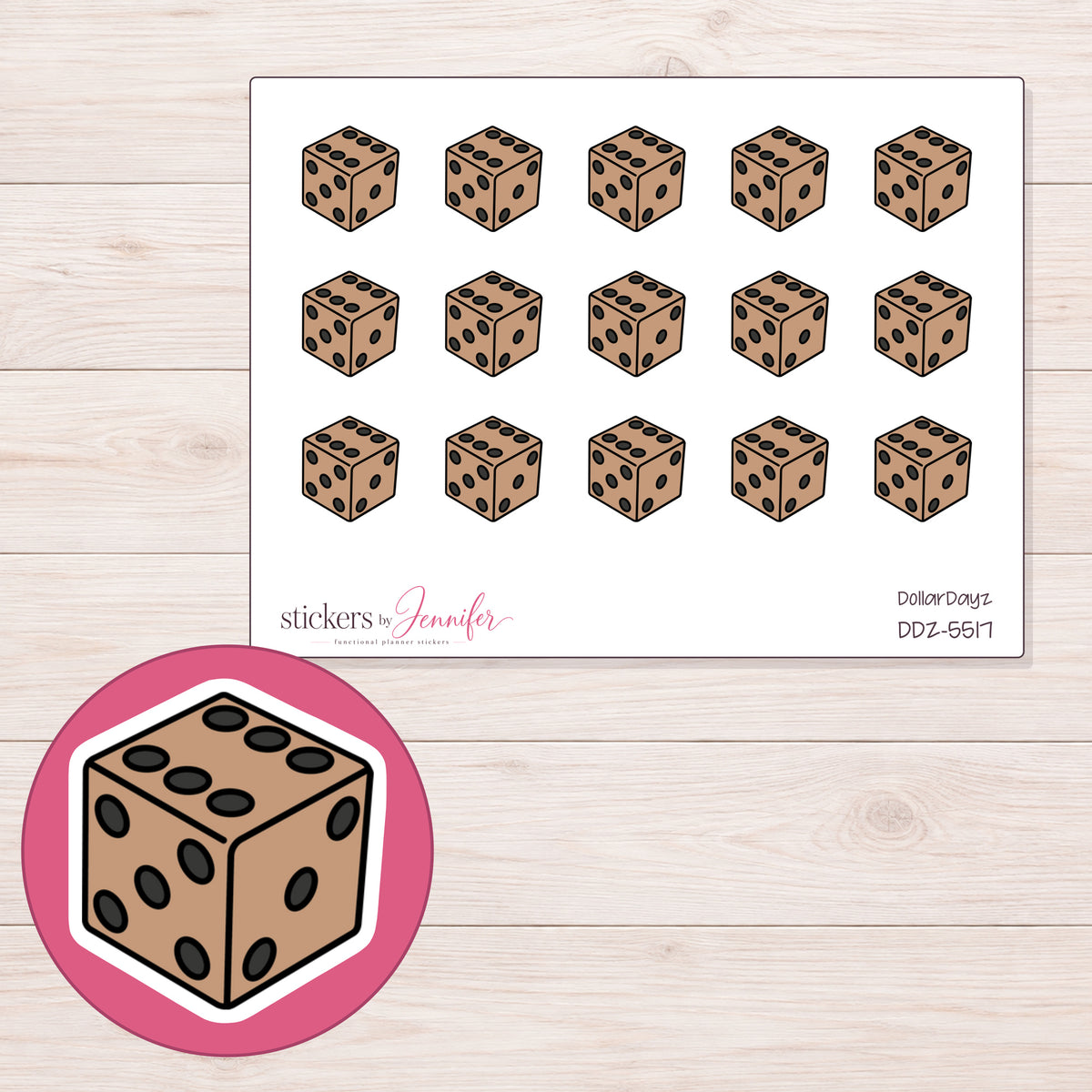 DDZ-5517 planner sticker sheet with enlarged sticker detail