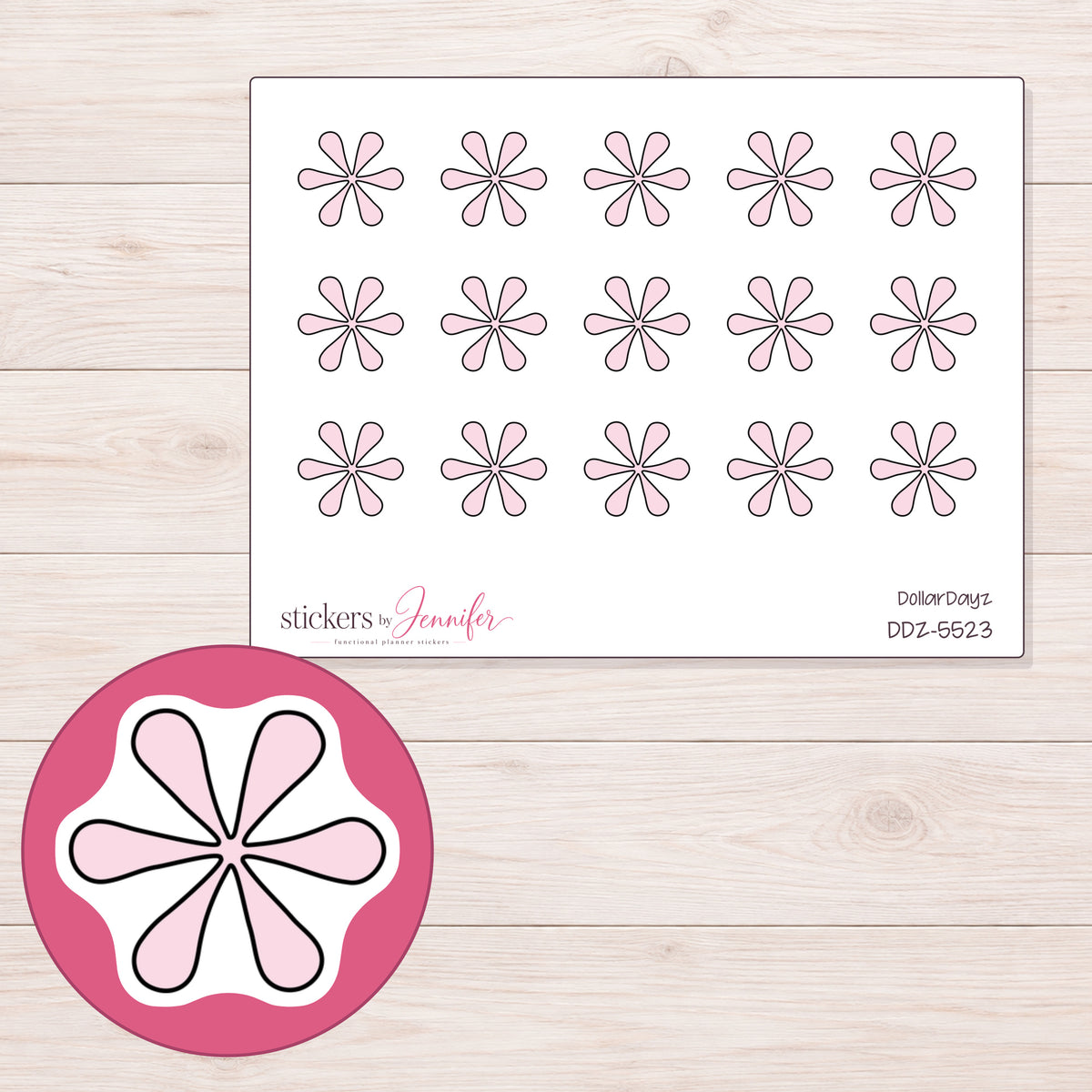 DDZ-5523 planner sticker sheet with enlarged sticker detail