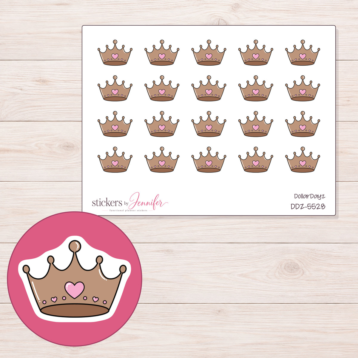 DDZ-5528 planner sticker sheet with enlarged sticker detail