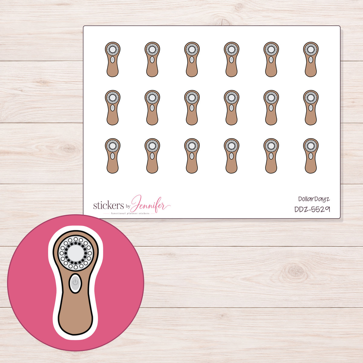 DDZ-5529 planner sticker sheet with enlarged sticker detail