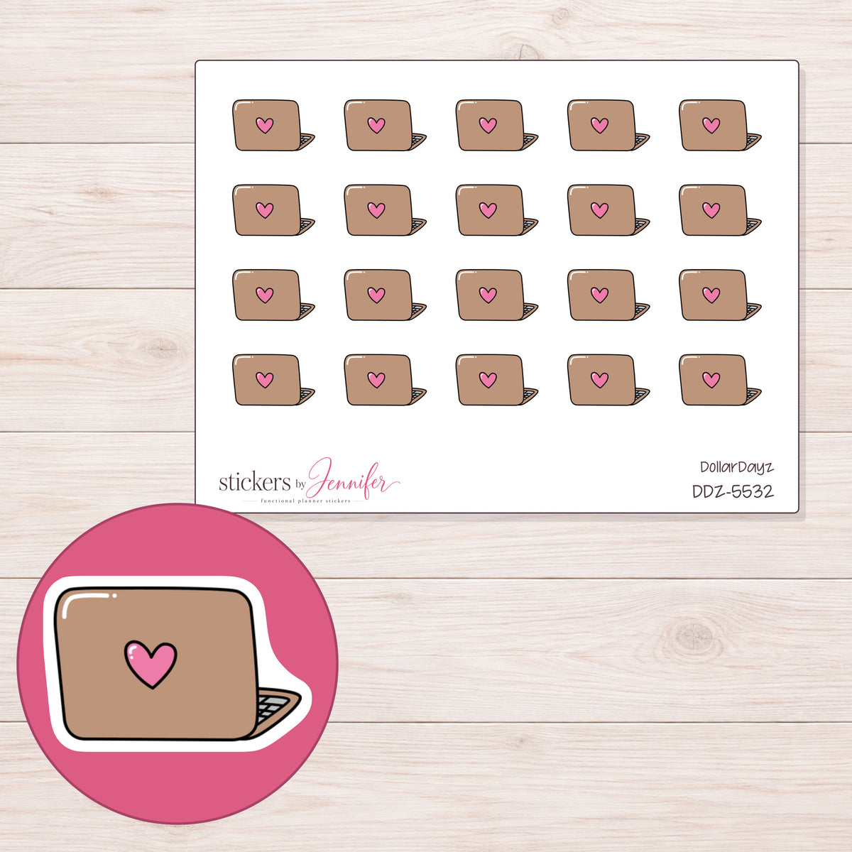 DDZ-5532 planner sticker sheet with enlarged sticker detail
