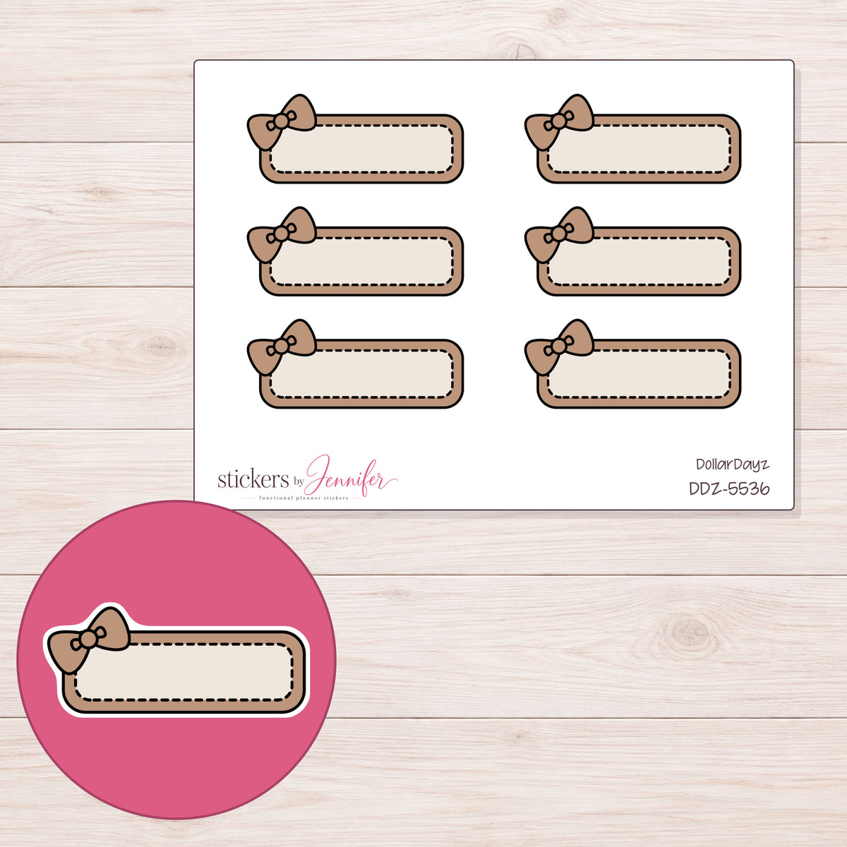 DDZ-5536 planner sticker sheet with enlarged sticker detail