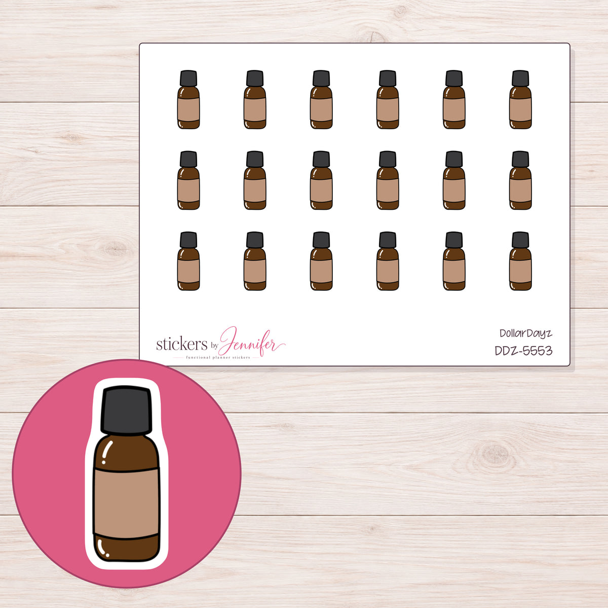 DDZ-5553 planner sticker sheet with enlarged sticker detail