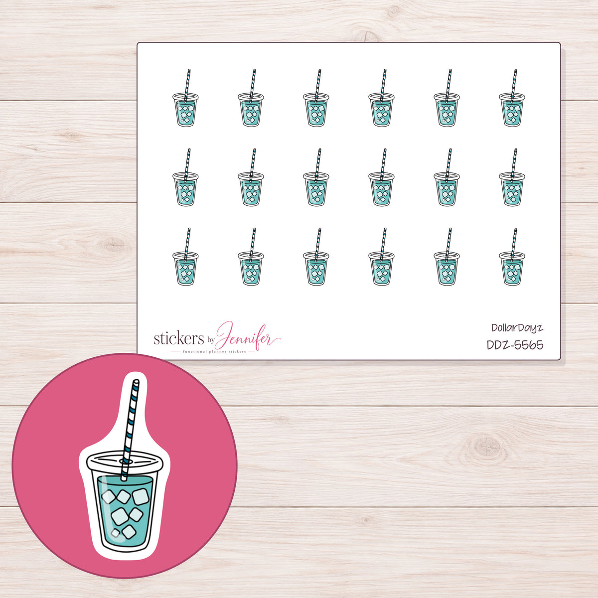 DDZ-5565 planner sticker sheet with enlarged sticker detail