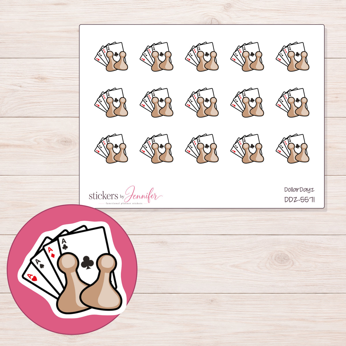 DDZ-5571 planner sticker sheet with enlarged sticker detail