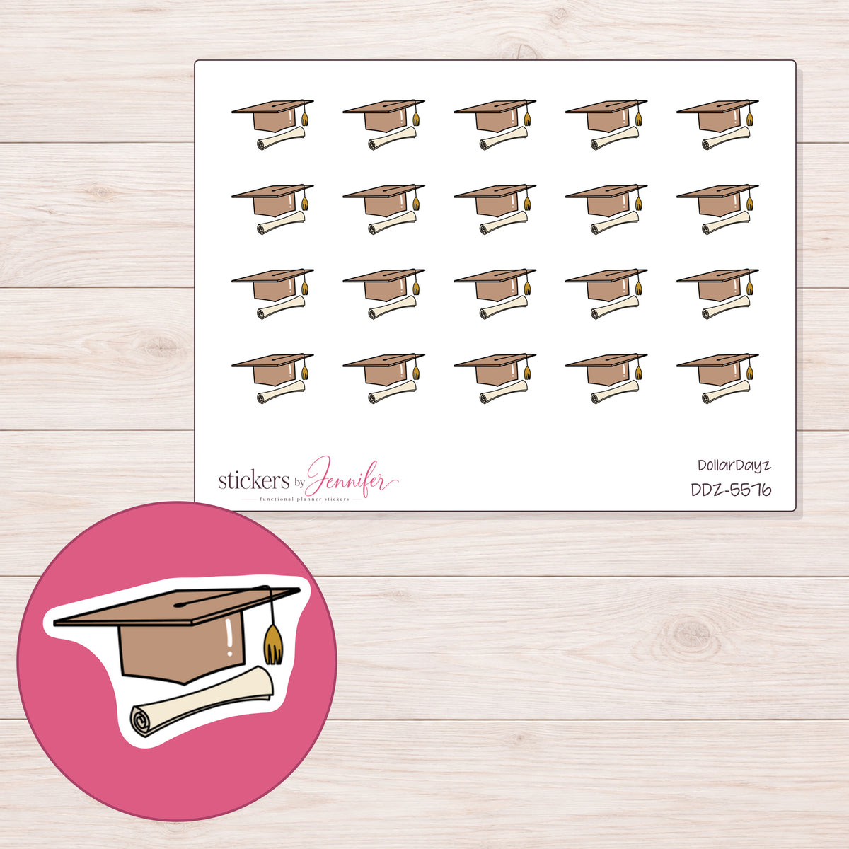DDZ-5576 planner sticker sheet with enlarged sticker detail