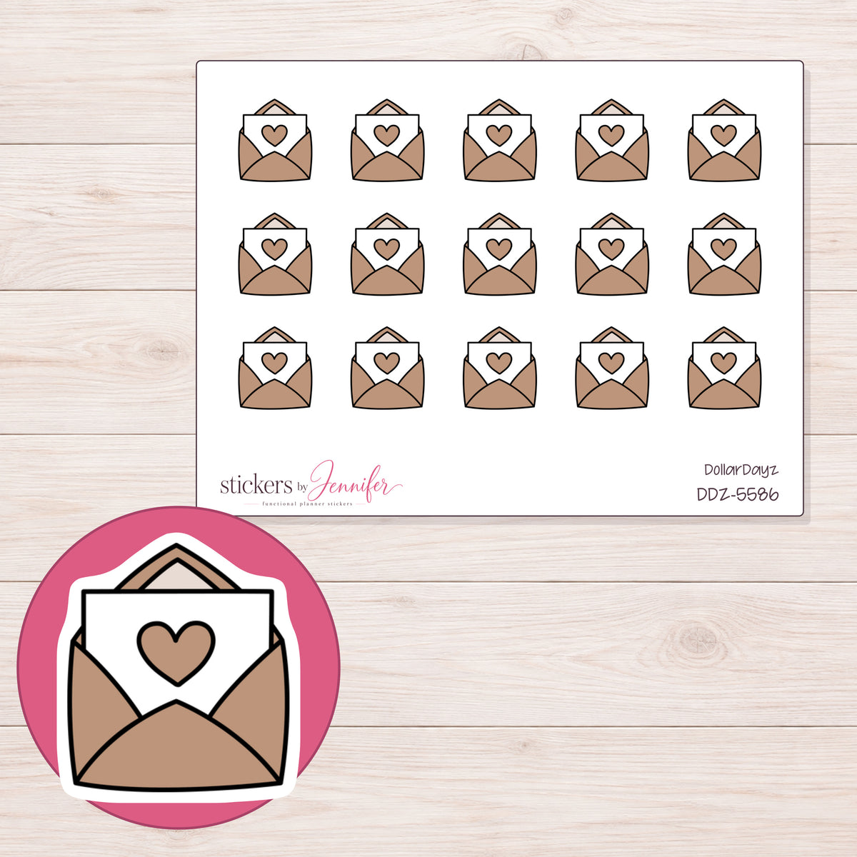 DDZ-5586 planner sticker sheet with enlarged sticker detail