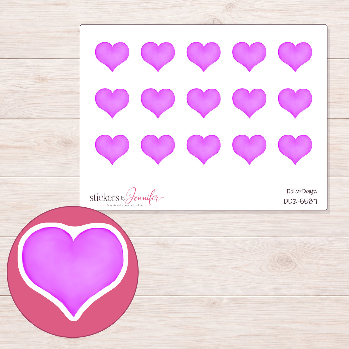 DDZ-5587 planner sticker sheet with enlarged sticker detail