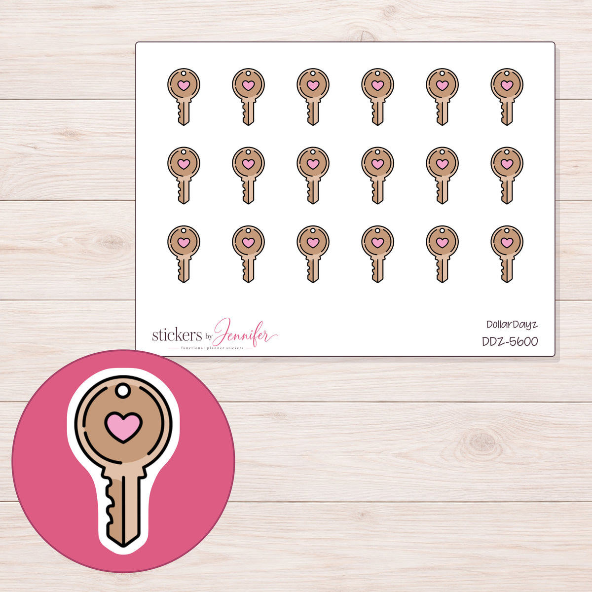 DDZ-5600 planner sticker sheet with enlarged sticker detail