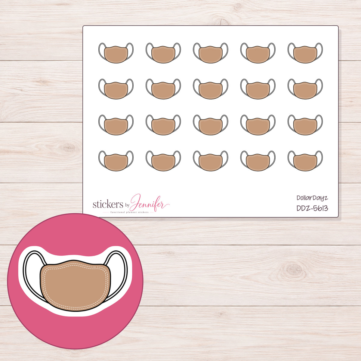 DDZ-5613 planner sticker sheet with enlarged sticker detail