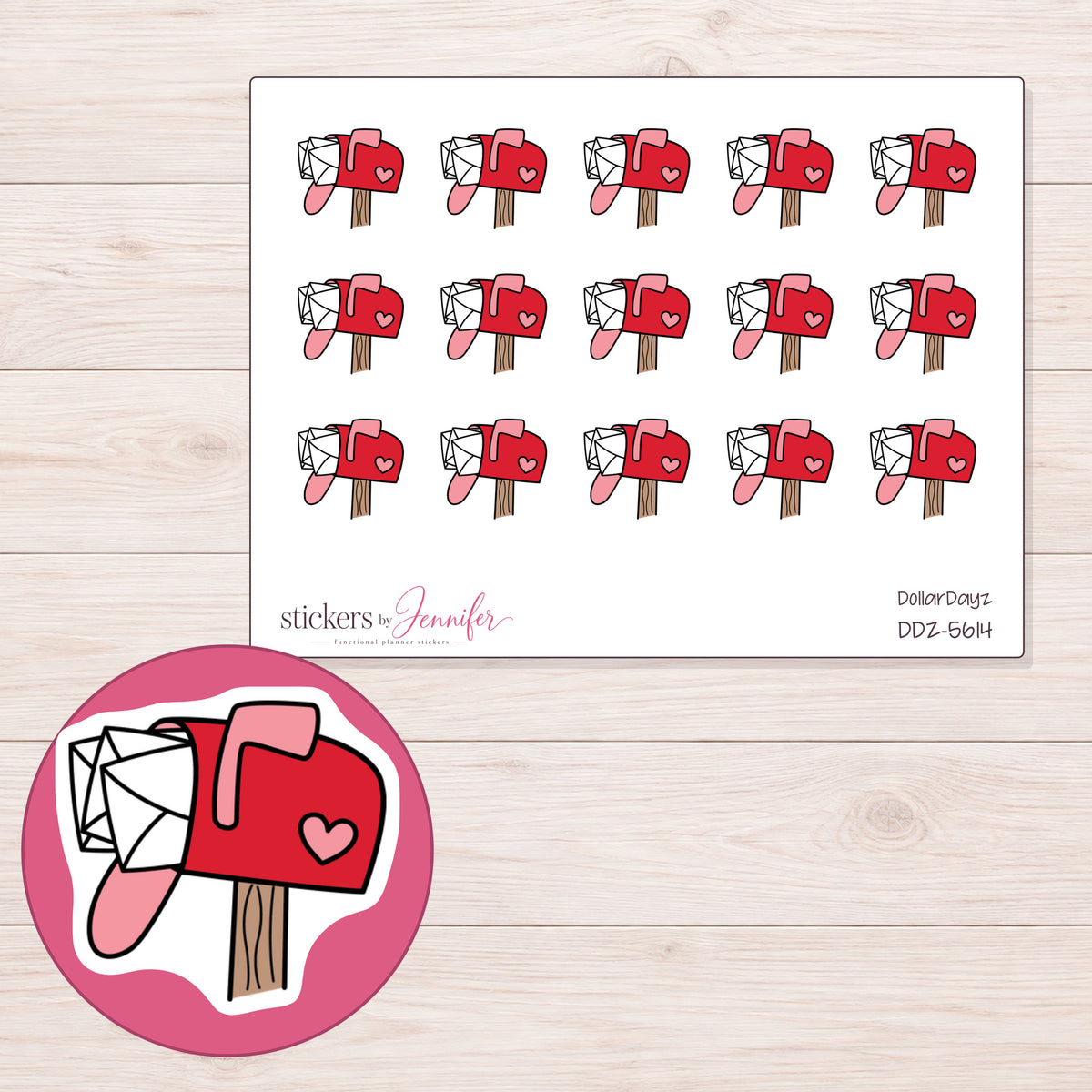 DDZ-5614 planner sticker sheet with enlarged sticker detail